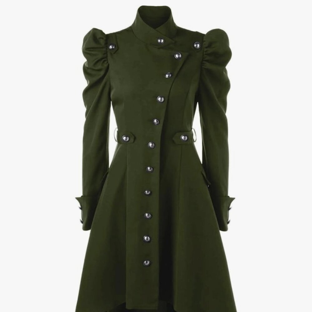 Gothic Vintage Womens Steampunk Victorian Long Trench Coat Jacket